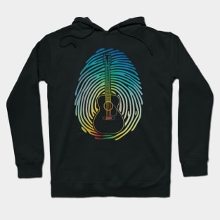 Fingerprint Acoustic Guitar Outline Colorful Theme Hoodie